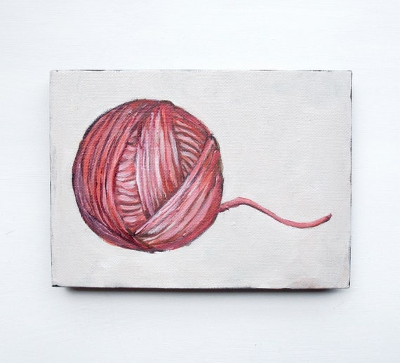 Ball of Yarn Original 5x7 Painting