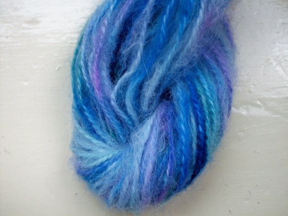 Hand painted 25g Alpaca rich yarn  blue purple by SpinningStreak