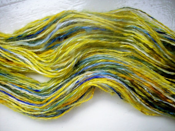 handspun hand painted fine yarn gold blue