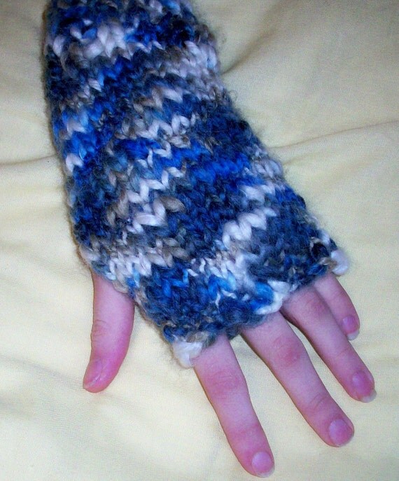 Hand warmers fun knit fingerless gloves warm by SpinningStreak