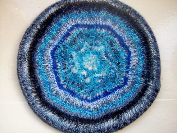 Zany beret  fun hand knit designer multiyarn by SpinningStreak