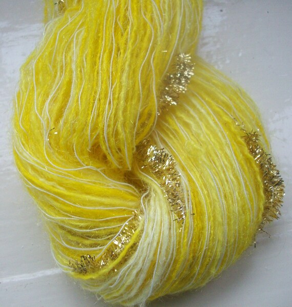 Hand painted novelty yarn 50g  yellow gold by SpinningStreak