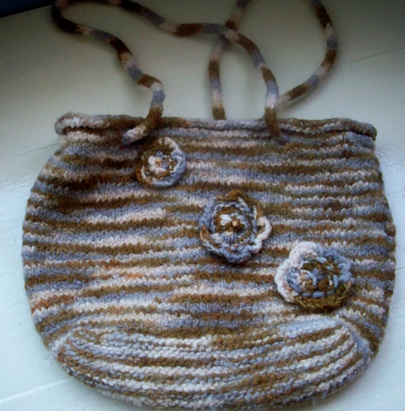 Felted bag medium tote bag with flowers metallic by SpinningStreak