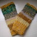 Hand warmers handspun merino silk fingerless gloves yellow mustard jade