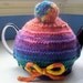 Fun Tea Cozy - knit bright multicolor pompom