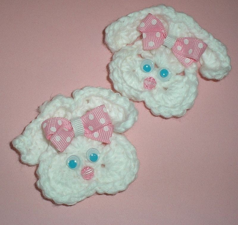 Download Crochet Easter Bunny Applique hair clips Set of 2 for hair or