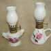 Vintage Mini Miniature Porcelain Rose Hurricane Lamps Perfume