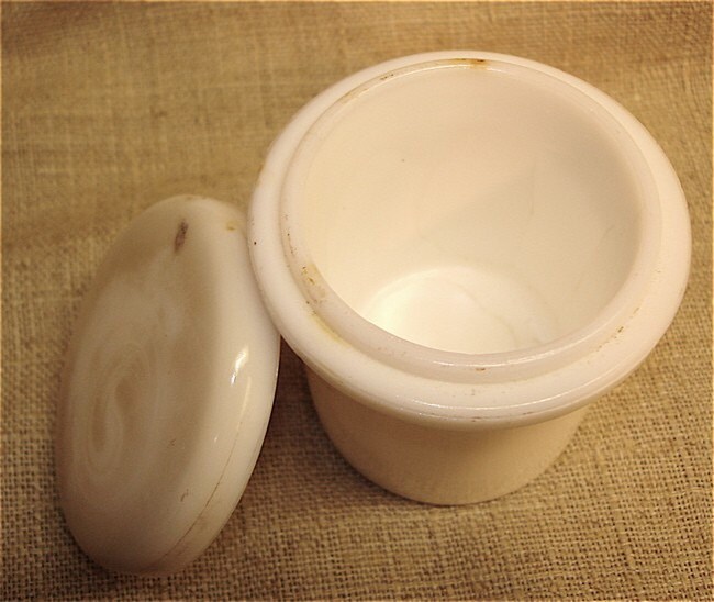 Antique Maclaren Milk Glass Cheese Jar