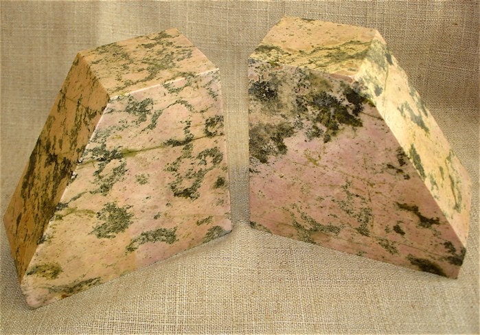 Pair Vintage Marble Granite Bookends Book Ends