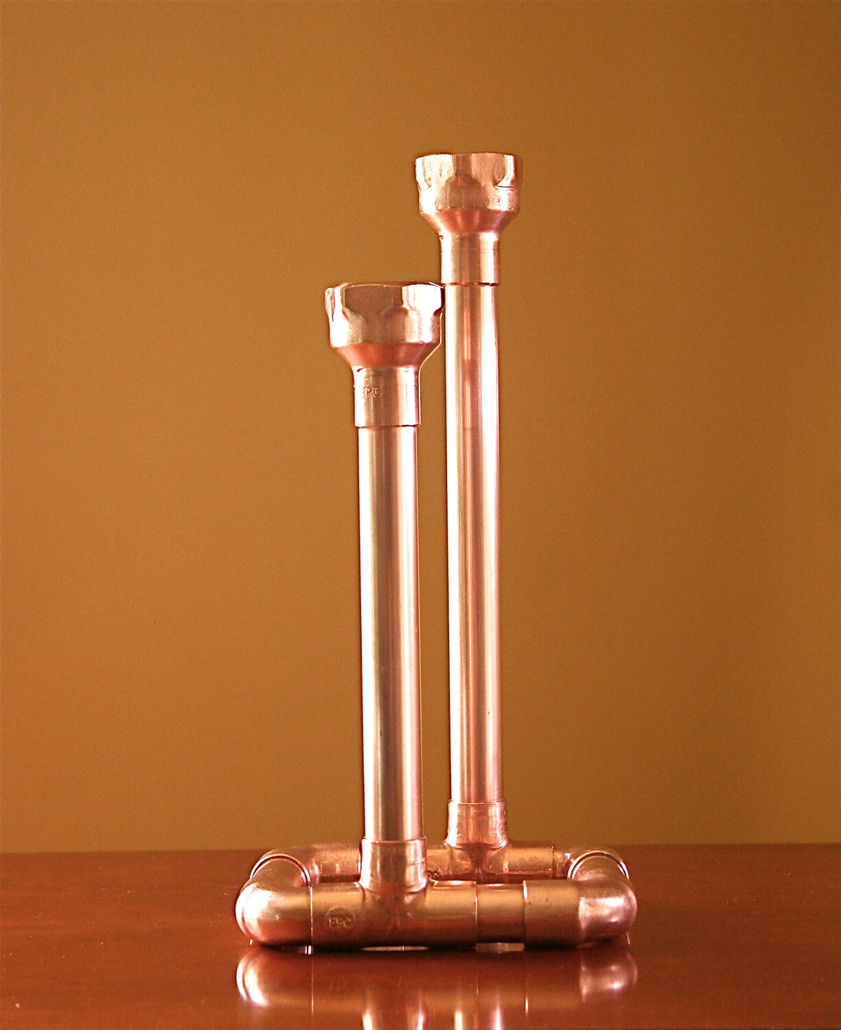 Industrial Copper Pipe Candle Holder by McGdesign on Etsy