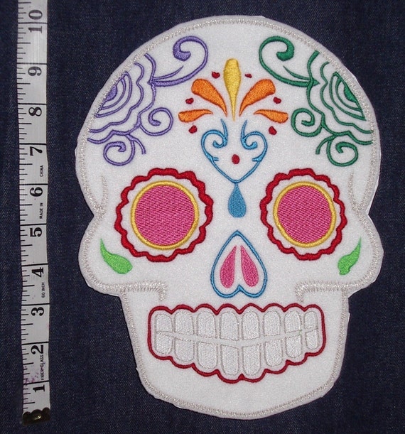 Sugar Skull, Day of the Dead, embroidery patch '1'