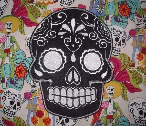 Sugar Skull, Day of the Dead, embroidery patch