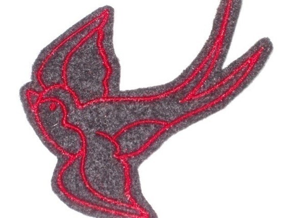 Pair of Swallow iron on patches tattoo inspired