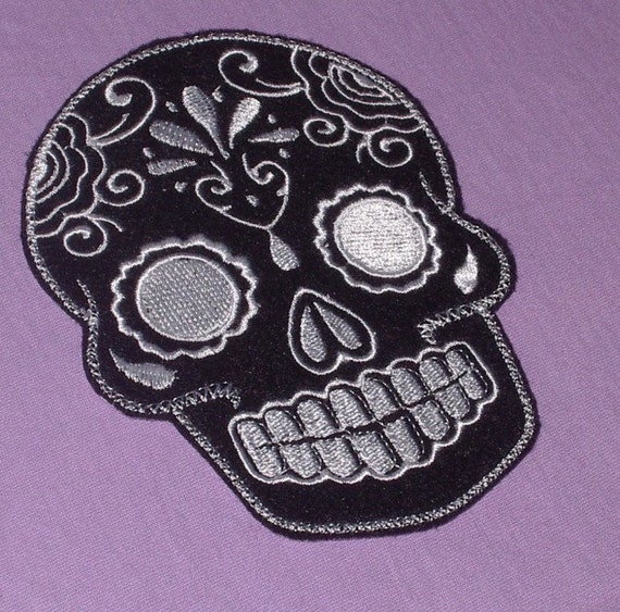 Day of the Dead, Sugar Skull EMBROIDERED patch '12'