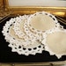 Vintage LINEN with Crochet doilies coasters or for crafts......Set of mix 7