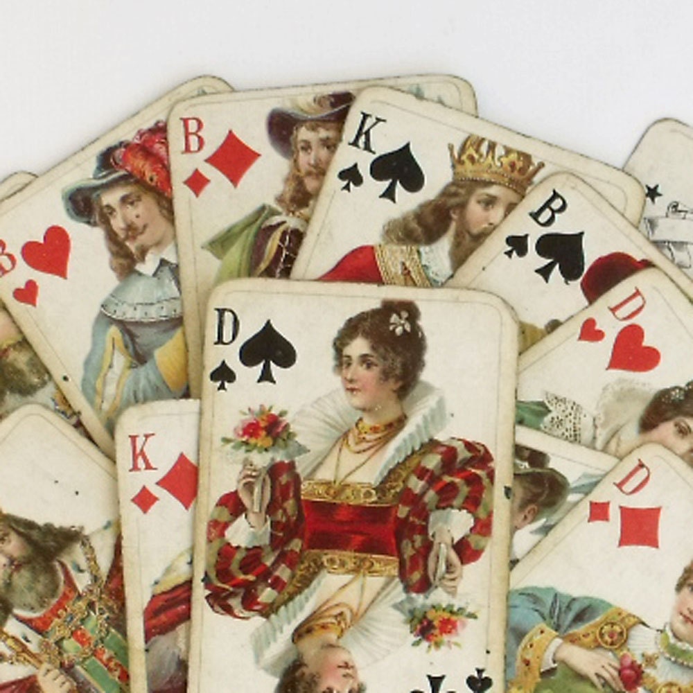 12 Vintage Victorian queens Kings playing cards... for art