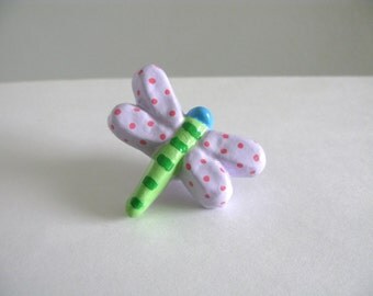 Dragonfly Knob - Lavender - dresser drawer knob pull girls room painted ceramic