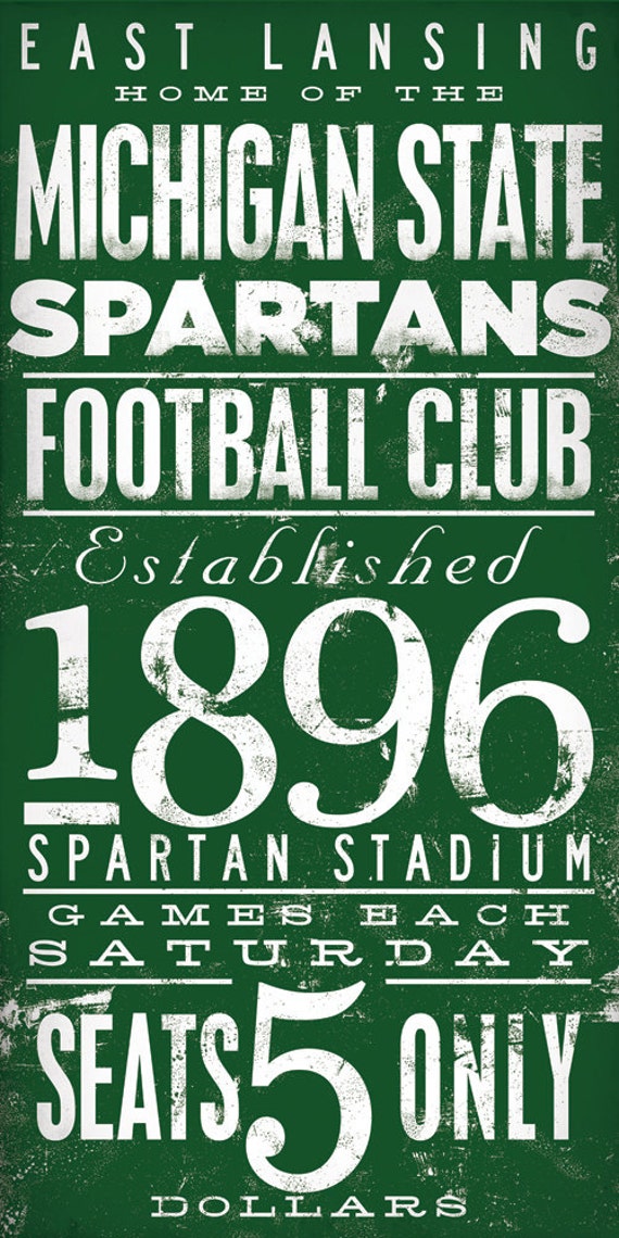 Items similar to Michigan State Spartans football typography graphic ...