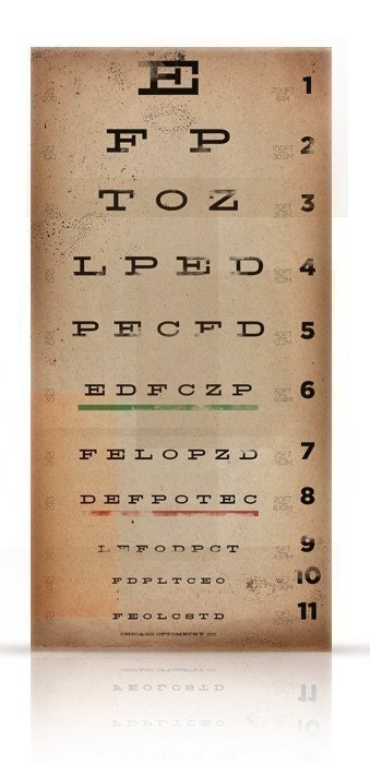 eye exam chart vintage style graphic artwork giclee archival
