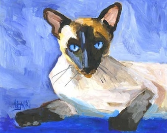 Siamese Cat Art Print of Original Acrylic Painting - 8x10