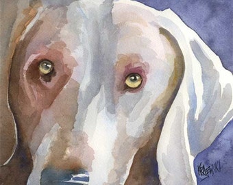 Weimaraner Art Print of Original Watercolor Painting - 8x10