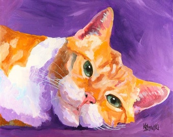 Tabby Cat Art Print of Original Acrylic Painting - 11x14 Cat Art