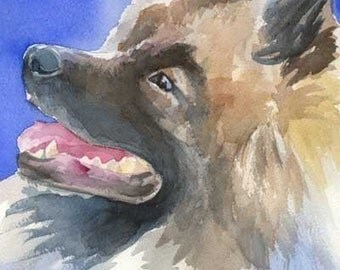 Keeshond Art Print of Original Watercolor Painting - 8x10