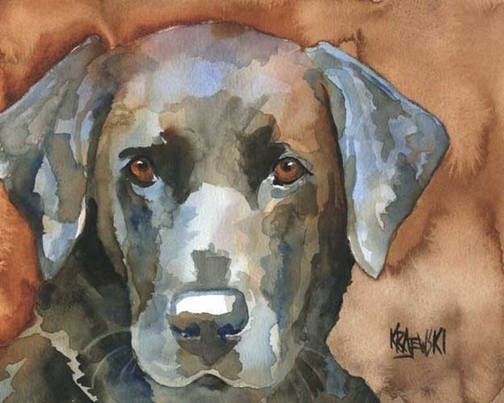 Labrador Retriever Art Print of Original Watercolor Painting - 8x10 Black Lab