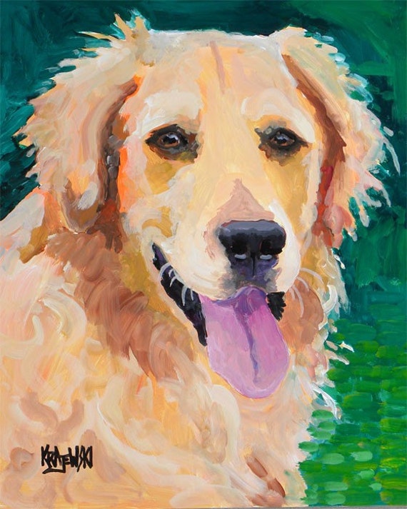 Golden Retriever Art Print of Original Acrylic Painting 11x14