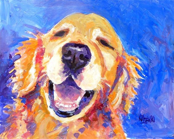 Golden Retriever Dog Art Print of Original Acrylic Painting