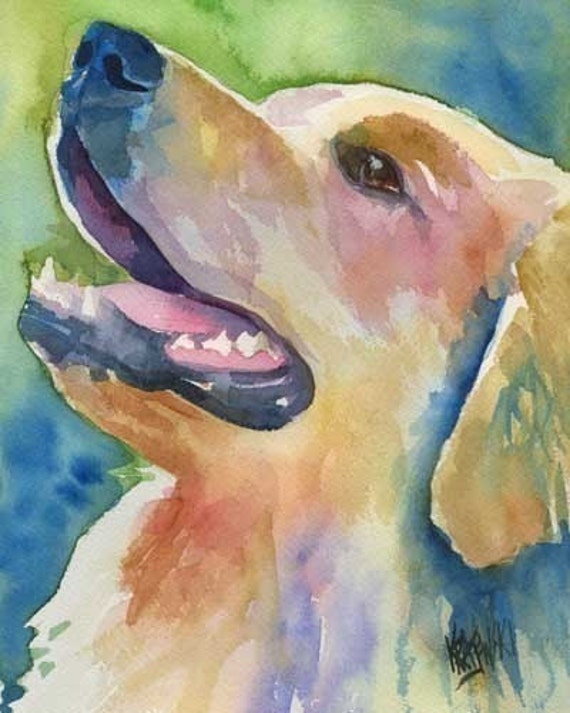 golden retriever watercolor golden retriever print of original watercolor painting golden retriever watercolor golden retriever print of original watercolor painting