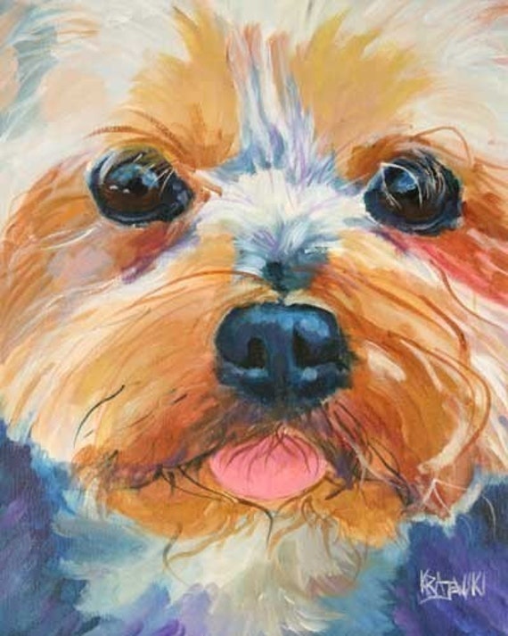 Yorkshire Terrier Art Print of Original Acrylic Painting