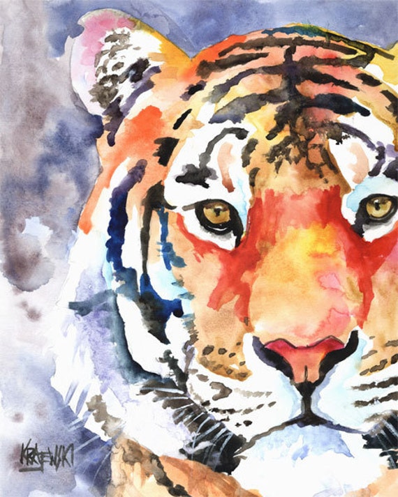 Tiger Art Print of Original Watercolor Painting 8x10