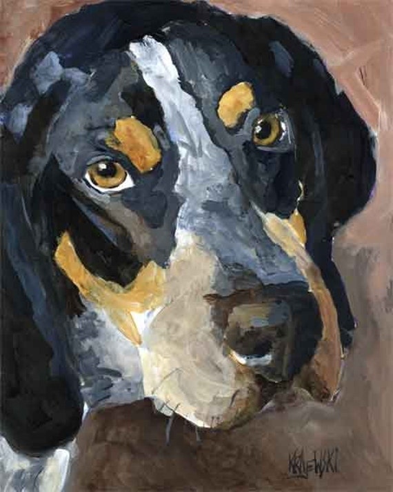 Bluetick Coonhound Art Print of Original Acrylic Painting