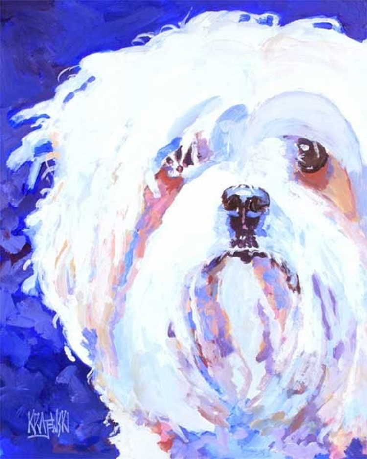 Maltese Art Print of Original Acrylic Painting by dogartstudio