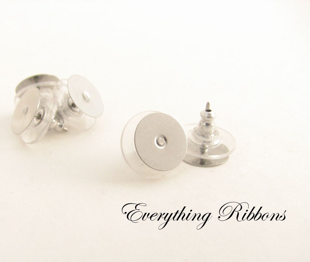 24 Pairs of 10mm Earring Posts/Backs with Glue Pad SEE
