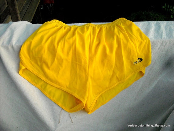 Vintage Running Shorts Screamin' Yellow Nylon High Siders