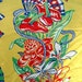 1940s Hawaiian Fabric Rayon Vertical Print Classic Silky Hawaiian Yard Goods Salvaged Sarong Skirt 68 by 28 plus