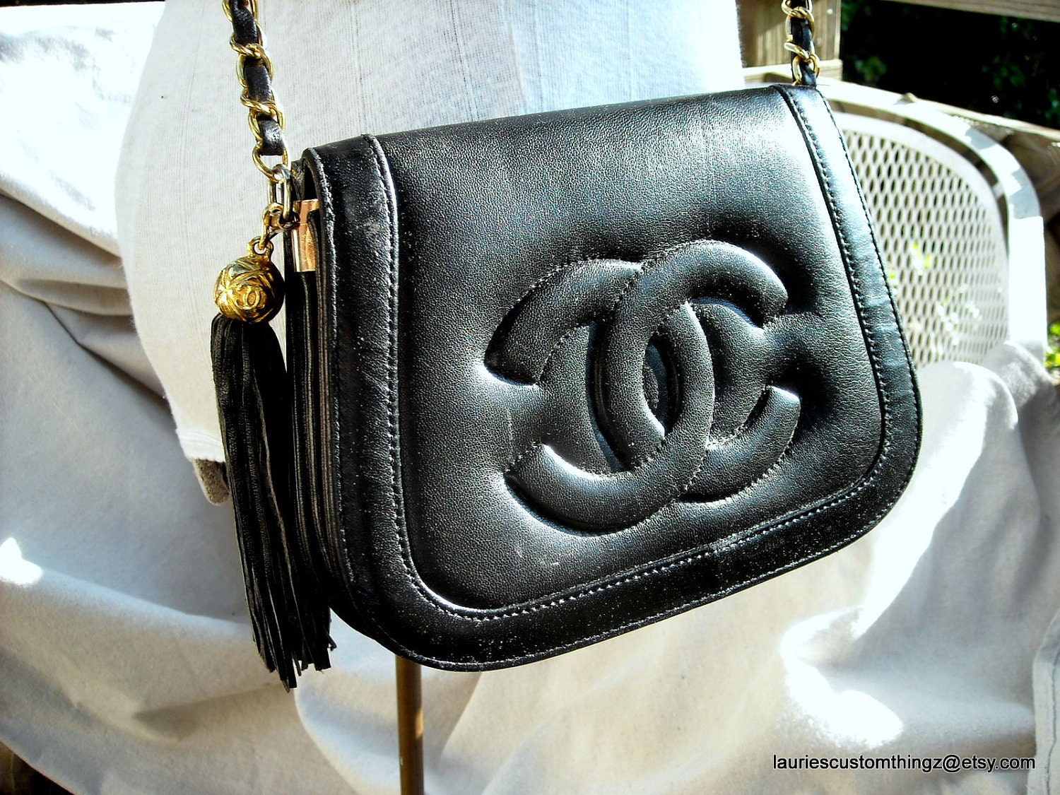 1980s Chanel Tassel Bag an Early CopyCat Leather Double Flap