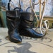 Vintage slouch Black leather Boots ankle high cuffed 7.5