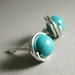 Turquoise Stud Earrings Birthstone Earrings 6mm Sterling Silver Wire Wrapped Birthstone Jewelry -- Simply Studs