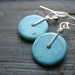 Turquoise Earrings, Handmade Turquoise Disk Stone Earrings, Handmade Earrings, Stone Earrings