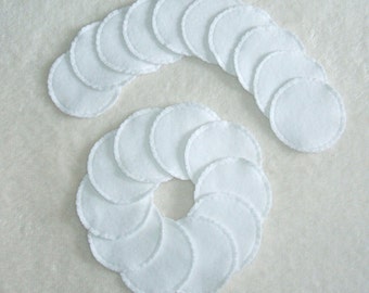 Reusable Cotton Rounds Set of 20 White Makeup Remover Pads, Flannel Facial Pads, Ready to ship