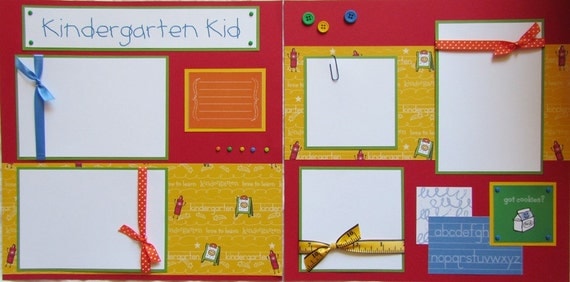 KINDERGARTEN KID 12x12 Premade Scrapbook Pages ScHOOL