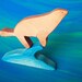 Kids Wood Toy, California Sea Lion, Waldorf Inspired Wooden Toys - comes with a pretty wave to play on