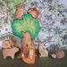 Waldorf Inspired Wood Toys - Forest Animals with Large puzzle Tree - 9 Piece Set