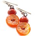 Orange Shimmer Vintage Button Earrings -- Retro