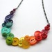Rainbow Spectrum Vintage Buttons Big Bright Colorful Statement Bib Necklace