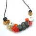 Gray, Orange, White, Tan, and Black, Big Vintage Button Statement Bib Necklace