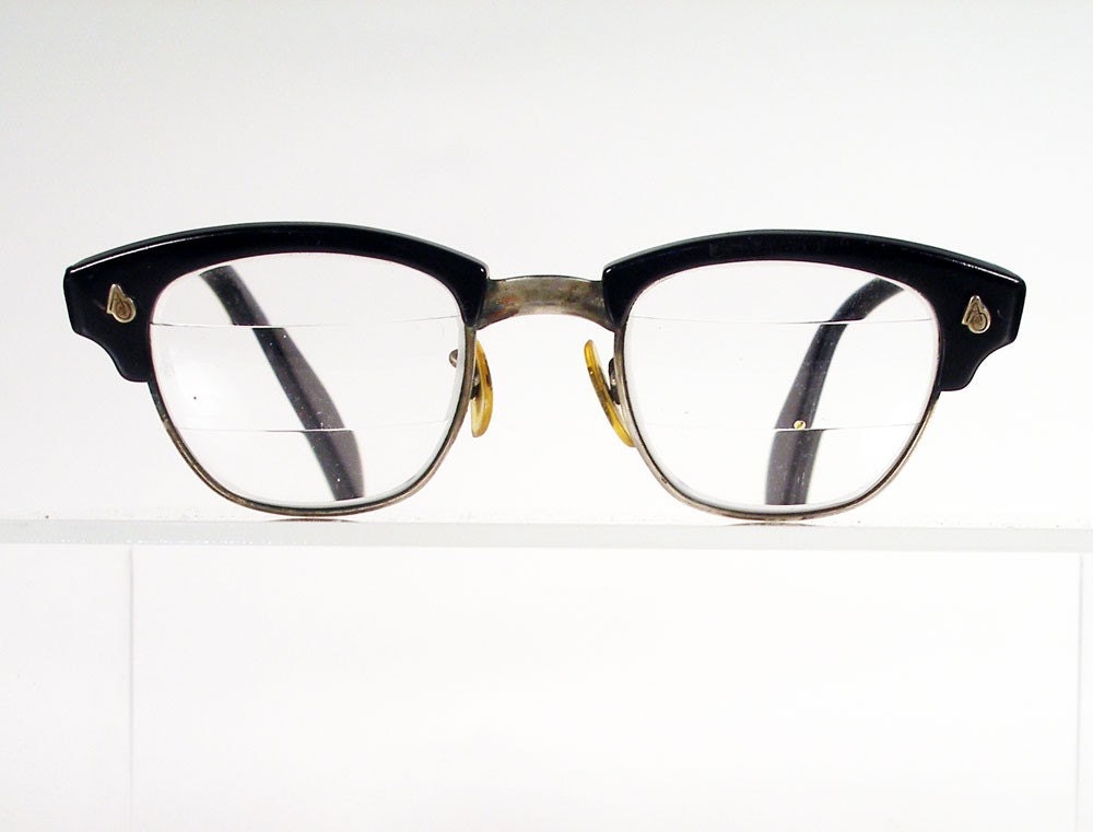 1950s American Optical Black Browline Eyeglass Frames 9151